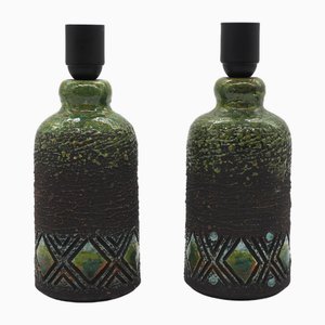 Vintage Tischlampen aus glasierter Keramik von Tilgmans Ceramic, Schweden, 1960er, 2er Set