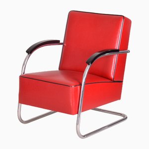 Bauhaus Armchair in Chrome and Leather from Mücke Melder, 1930s