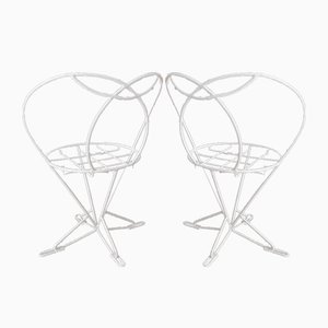 Set of Vintage Heart-Shaped Backrest Garden Chairs in Iron, 1970s