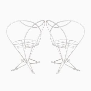 Vintage Heart-Shaped Backrest Garden Chairs in Iron, 1970s, Set of 2