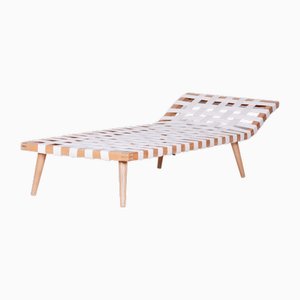 Mid-Century Chaise Lounge by Jan Vaněk, Beech, 1950s