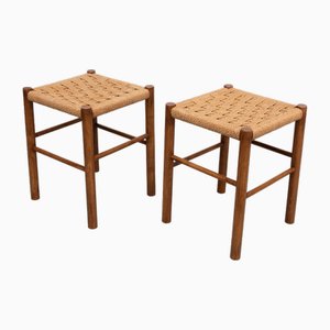 Scandinavian Paper Cord Stools, 1975, Set of 2