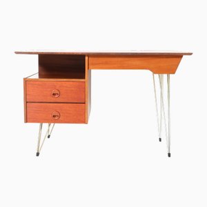 Moderner Mid-Century Schreibtisch aus Teak von Louis Van Teeffelen für Wébé, 1950er