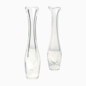 Opaline Glass Selena Vases by Sven Palmqvist for Orrefors, 1950s, Set of 2