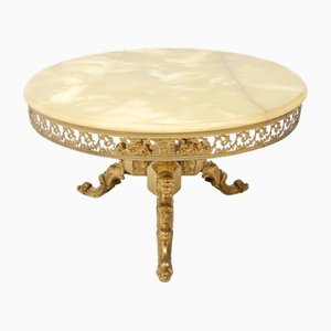 Vintage French Brass and Onyx Coffee Table, 1930