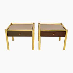 Vintage Brass and Glass Side Tables, 1970, Set of 2