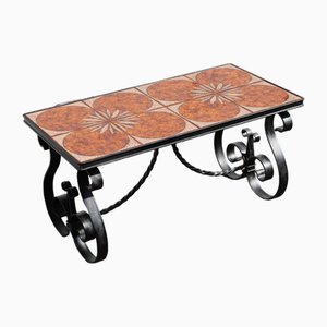 Vintage Wrought Iron and Ceramic Coffee Table, 1960s