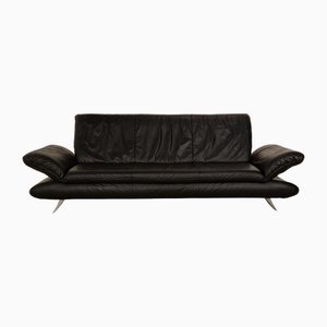 Leather Three Seater Black Sofa from Koinor Rossini