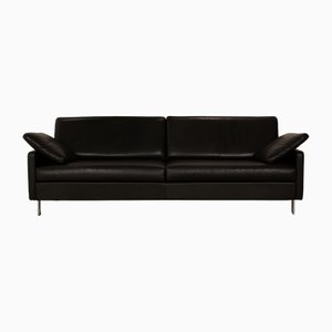 Conseta Leather Three Seater Black Sofa from Cor