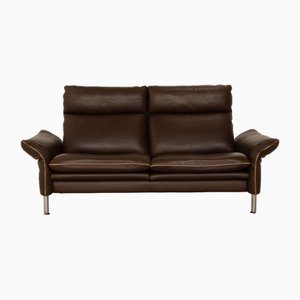 Porto Leather Two Seater Brown Dark Sofa from Erpo