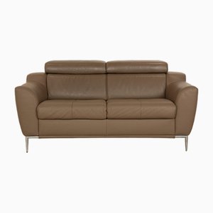 Tyra Leather Two-Seater Brown Taupe Sofa from Ewald Schillig