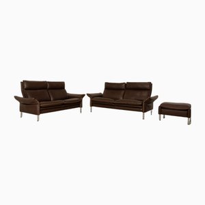 Porto Leather Sofa Set in Brown from Erpo, Set of 3