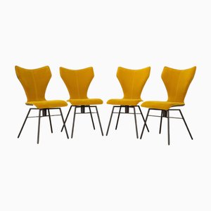 Chaises Pivotantes de Salle à Manger Seka-S12 en Tissu Jaune par Bert Plantagie, Set de 4