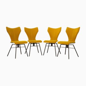 Seka-S12 Fabric Yellow Dining Room Swivel Chairs by Bert Plantagie, Set of 4