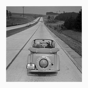 Two Women Inside an Opel Olympia, 1930, Photographic Print