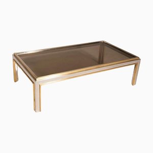 Table Basse Rectangulaire en Laiton et Acier, 1970s