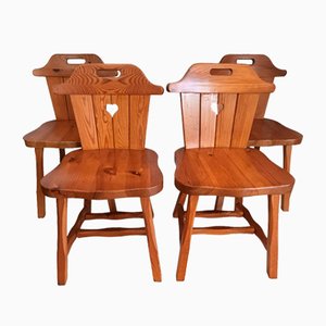 Vintage Tyrolean Dining Chairs in Pine, 1970s, Set of 4