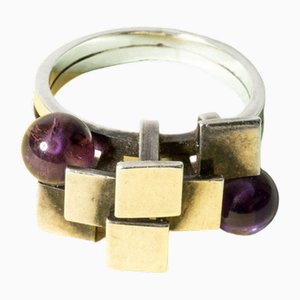 Silver and Amethyst Ring by Verner Therkelsen, 1970s