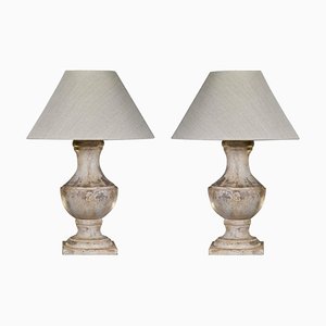 20th Century Painted Wooden Baluster Table Lamps, Set of 2