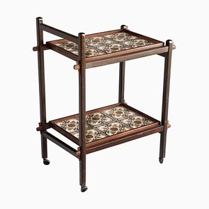 Mid-Century Brazilian Modern Tiled Tea-Cart with Removable Trays, 1960s