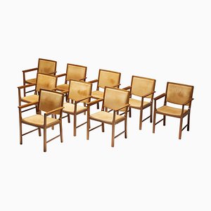 Chaises de Conférence Scandinaves en Cuir Naturel, 1970s