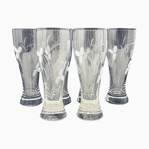 Grands Verres à Bière Gravés avec Motif Blé et Fruit, 1950s, Set de 6