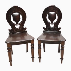 Mid Victorian Hall Chairs aus Mahagoni, 1840er, 2er Set