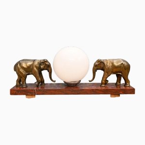 Art Deco Bronze Elephant Lamp Statue