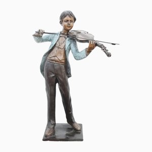 Statue Garçon Joueur De Violon Amadeus Mozart en Bronze