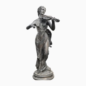 Statua in bronzo di violinista femminile Roman Maiden Garden Art violinista