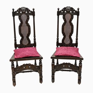 Farmhouse Carolean Chairs in Walnut, 1880s, Set of 2