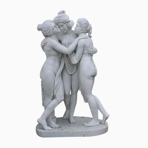 Lifesize Marble Three Graces Staue in the style of Canova Carved Garden Art