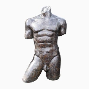 Artiste Italien, Torse Nu Masculin Sculpté, Pierre