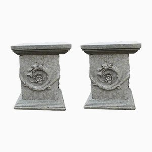 Mesas de pedestal italianas de mármol. Juego de 2