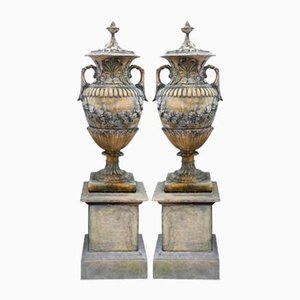 Vases de Jardin Amphore Classique en Pierre, Angleterre, Set de 2