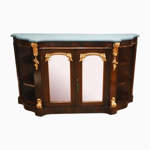 Mueble auxiliar victoriano de caoba con espejo dorado