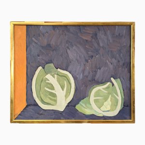 Chou-Fleurs, Peinture à l'Huile, 1950s, Encadré