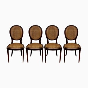 Antique Dining Chairs with Viennese Cane & Walnut, France, 1900, Set of 4