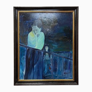 Thoughtful Woman, Painting, Framed
