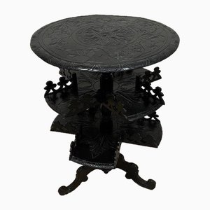 Tavolo da fumo antico in legno annerito, XIX secolo