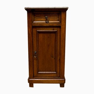 Louis Philippe Bedside Table in Oak Side Table with Marble Top