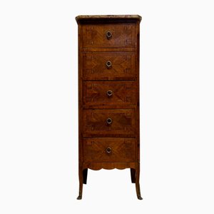 High Chest of Drawers in Walnut & Oak and Marble Slab