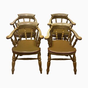 19th Century Captains Chairs in Beech, Set of 4