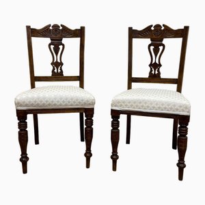 Chairs in Mahogany with White Cover, England, 1850s, Set of 2