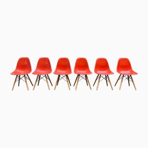 Vintage Eames DSW Fiberglass Chairs by Charles & Ray Eames for Herman Miller, 1989, Set of 6