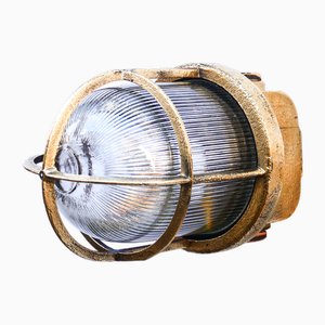 Small Wall Lamp in Brass and Streaked Glass, 1950s