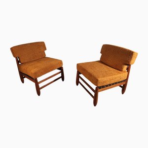 Vintage Sessel aus Ziegelstein Stoff mit Teddybären, 1950er, 2er Set