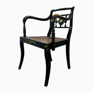 English Regency Ebonised Bergere Side Chair, 1890s