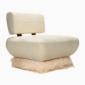 Ostrich Fluff Lounge Chair in Cream Boucle by Egg Designs