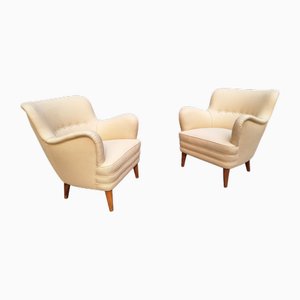 Poltrone vintage in tessuto beige di Osvaldo Borsani per Arredamento Borsani Varedo, 1948, set di 2